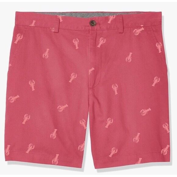 Amazon Essentials Young Men's Classic Fit 7" Chino Shorts Red Lobster Size 30 - Picture 1 of 7